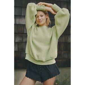 PILCRO SLOUCHY CREW-NECK SWEATSHIRT Lime Green-Yellow Size S